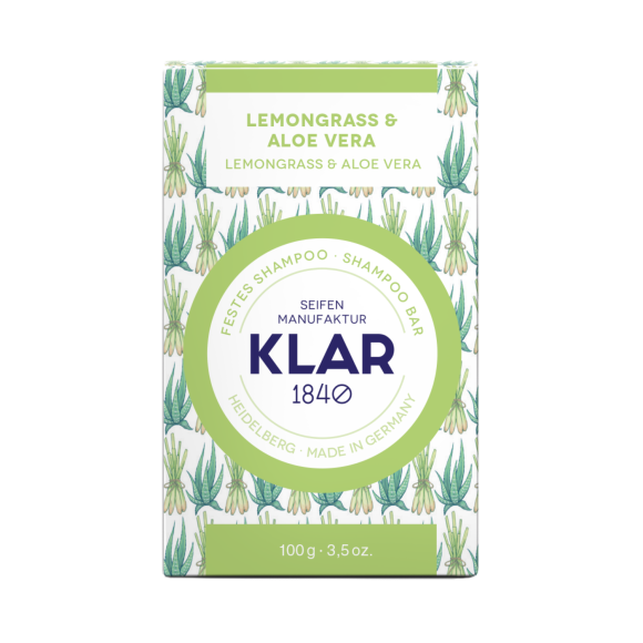 Klar Seifen Lemongrass & Aloe Vera Shampoo Bar (fett hår) - Tvålshoppen.se