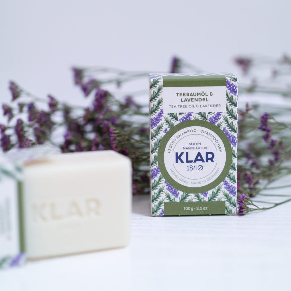 Klar Seifen Tea Tree Oil & Lavender Shampoo Bar (mot mjäll) - Tvålshoppen.se