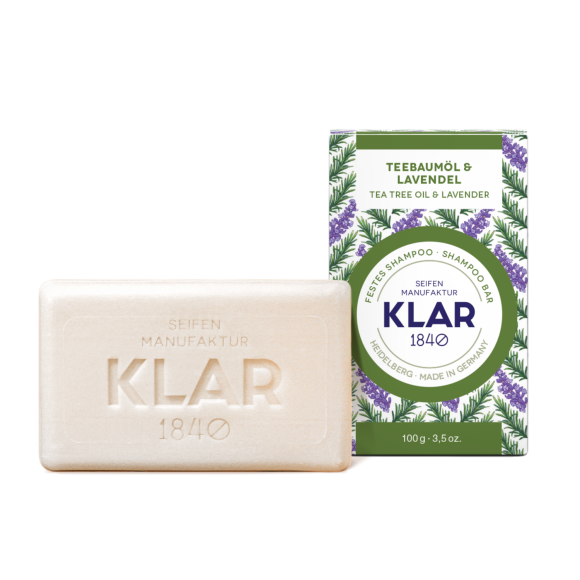 Klar Seifen Tea Tree Oil & Lavender Shampoo Bar (mot mjäll) - Tvålshoppen.se