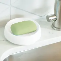  Tvålkopp soap saver flow plus rund - vit. - Tvålshoppen.se